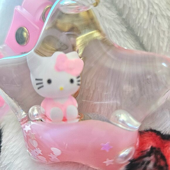 New Hello Kitty Pink Star Liquid Oil Keychain Bag Charm - Picture 3 of 4